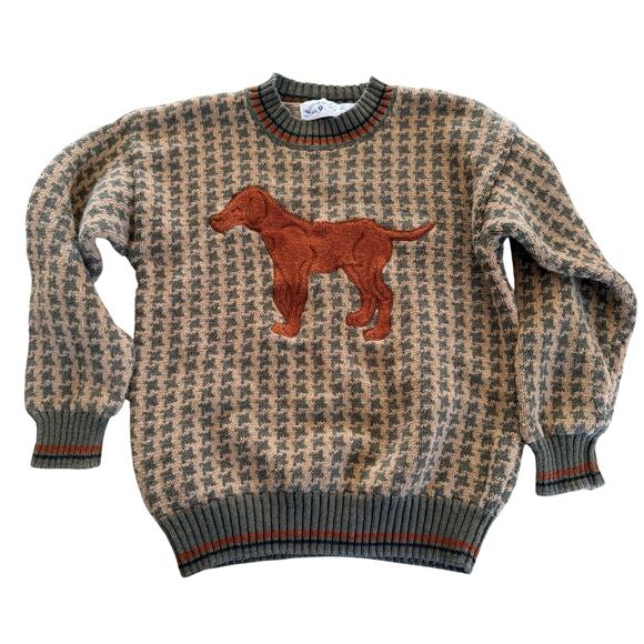 Kitestrings Other - Vintage Kitestrings Houndstooth Dog Sweater with Appliqué